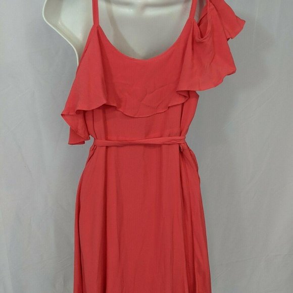 Cupcakes and Cashmere Coral Ruffled Wrap Dress M - Picture 5 of 7